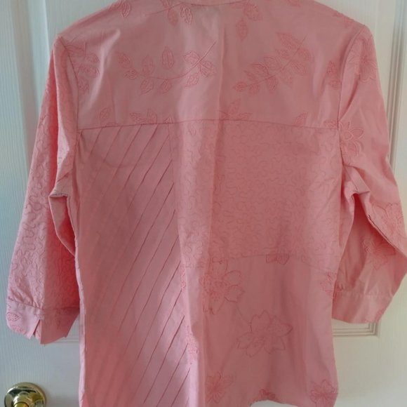 Ladies Bechamel Lotus Blossom Embroidered Blouse Small 3/4 Sleeve - Picture 2 of 10